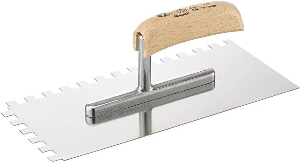 Glättekelle 280x130mm gezahnt 10x10mm rostfrei FORTIS Bau