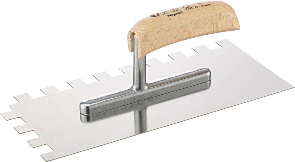 Glättekelle 280x130mm gezahnt 15x15mm rostfrei FORTIS Bau