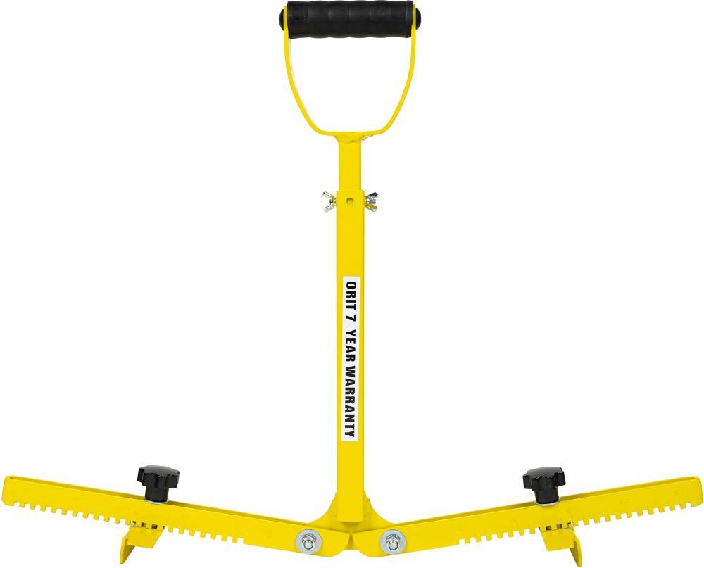 Gelber Holzheber mit oberer Griffleiste und zwei gezahnten Heberarmen, beschriftet mit „LIMIT 1 YEAR WARRANTY