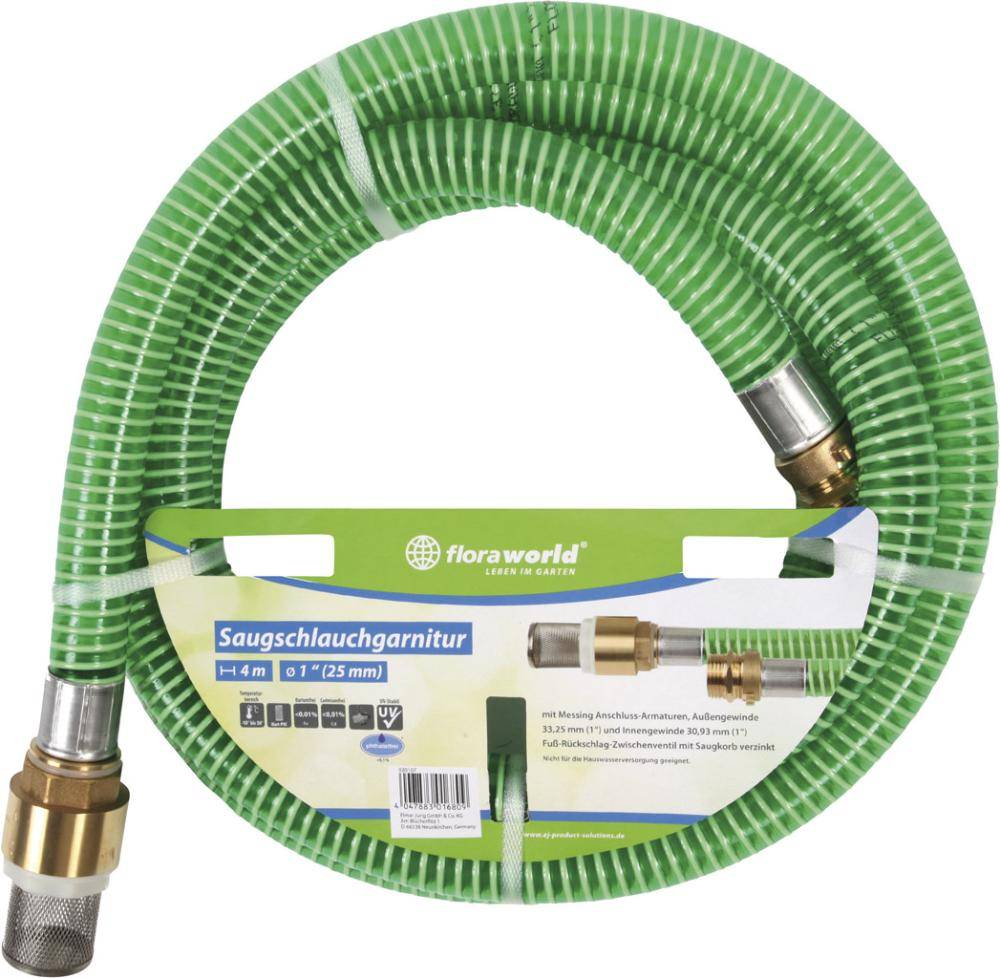 Schlauchgarnitur 4m,1" Messing-Armatur,grün