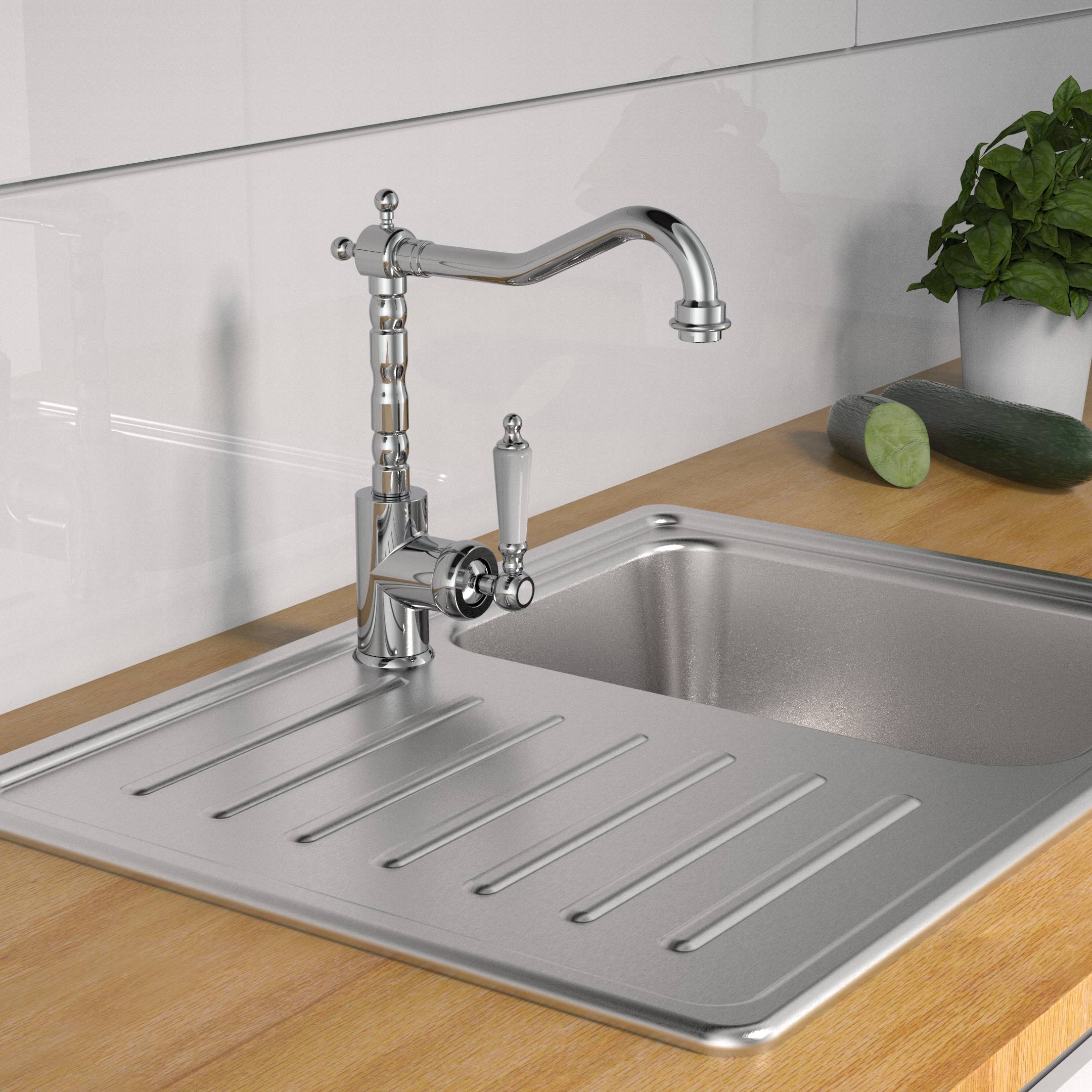 OLD STYLE Spültischarmatur, Chrom/Weiß