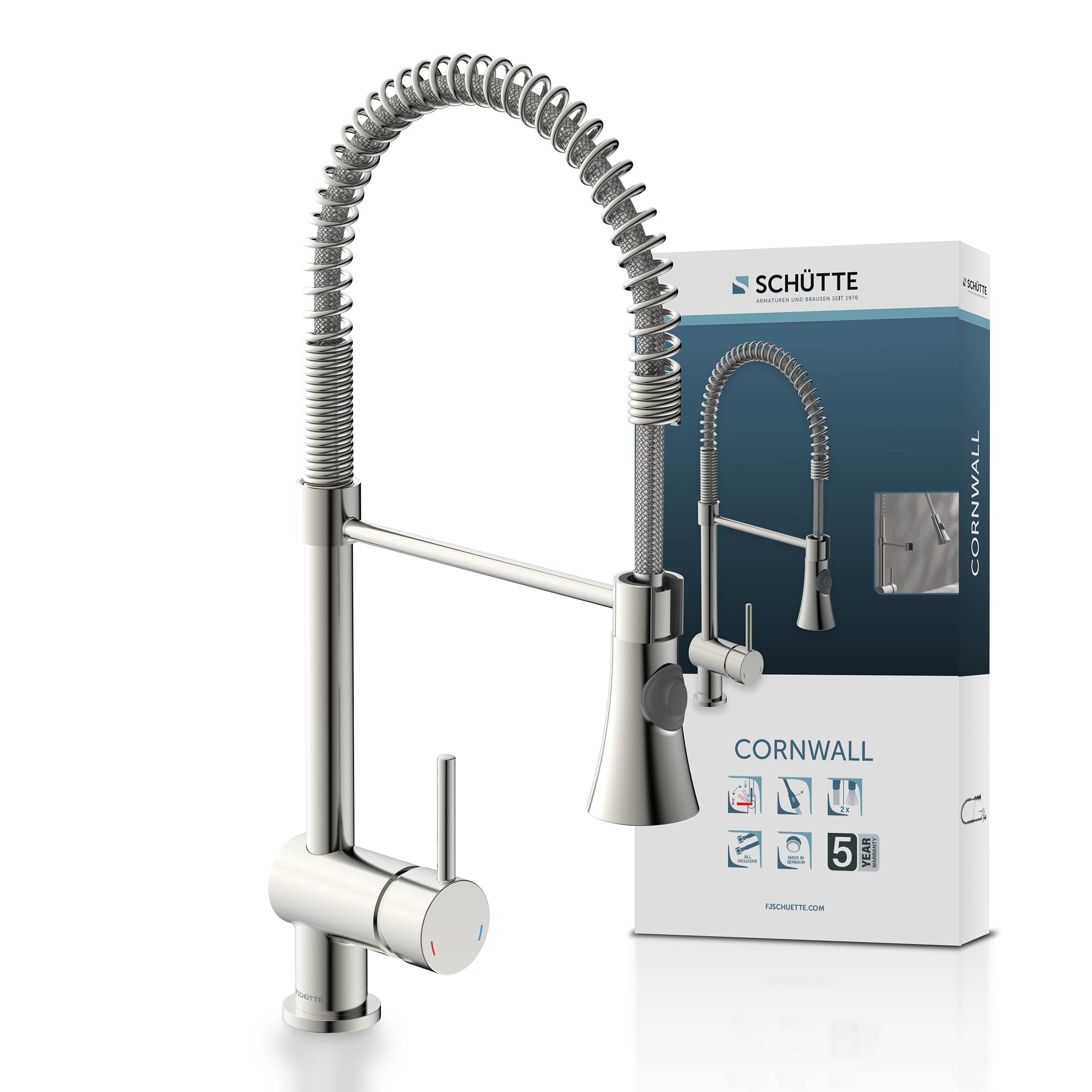 CORNWALL Spiralfeder Spültischarmatur, Edelstahloptik