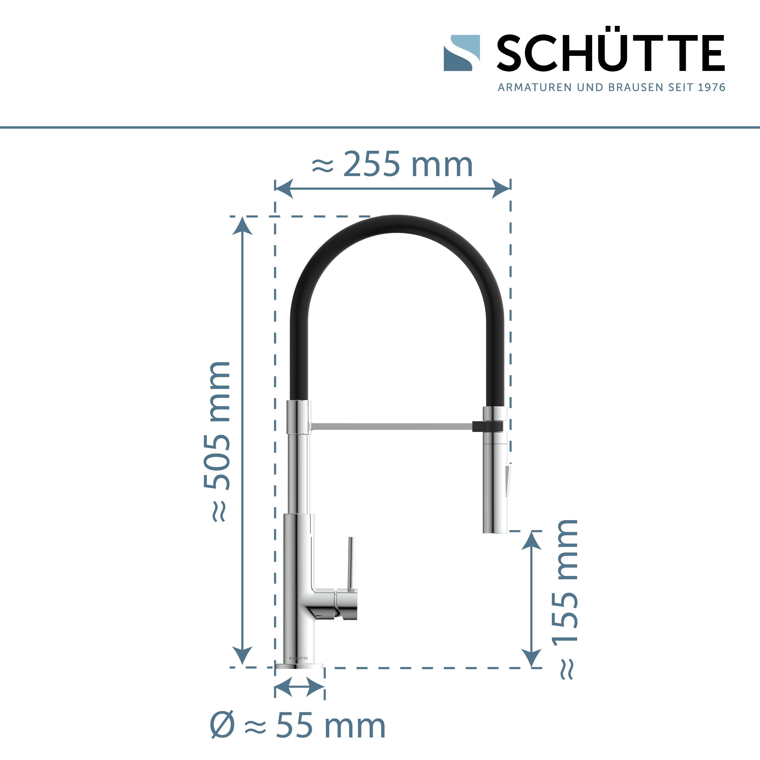 STILO Spültischarmatur, Chrom/Schwarz, Chrom/Rot, mit Soft-Touch Schlauch