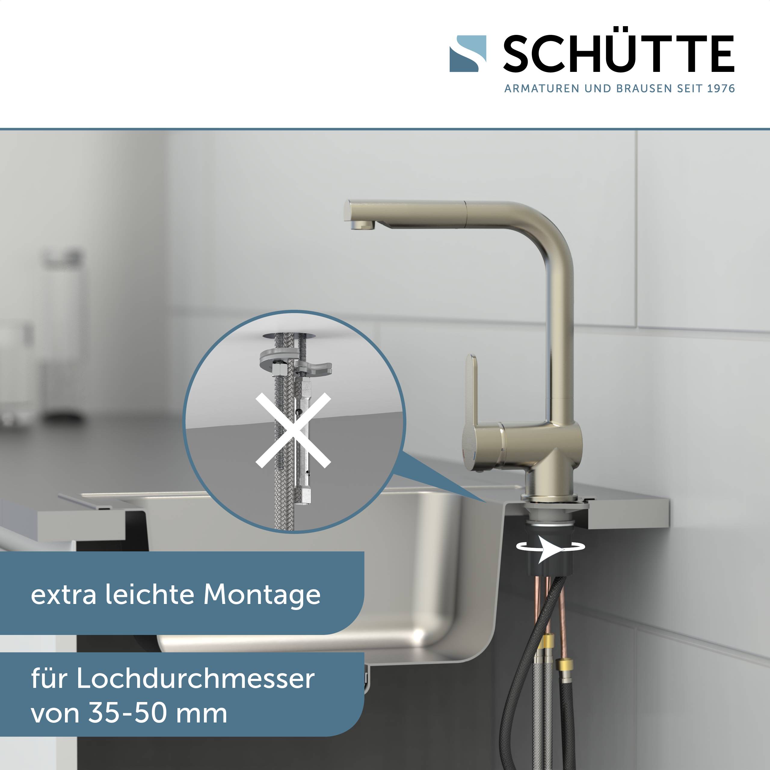 LONDON Spültischarmatur, Edelstahloptik, mit herausziehbarem Auslauf