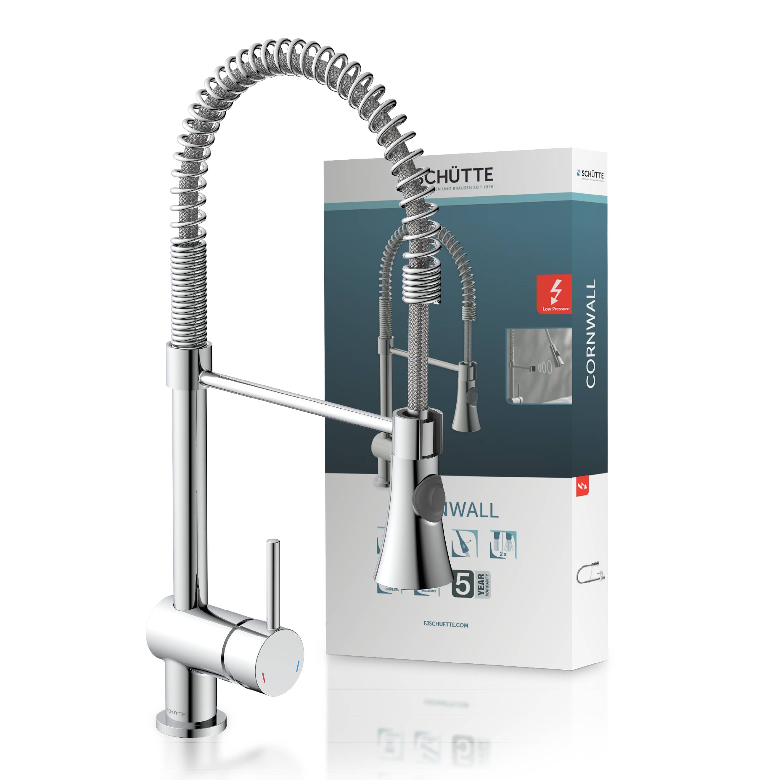 CORNWALL Spiralfeder Spültischarmatur Niederdruck, Chrom
