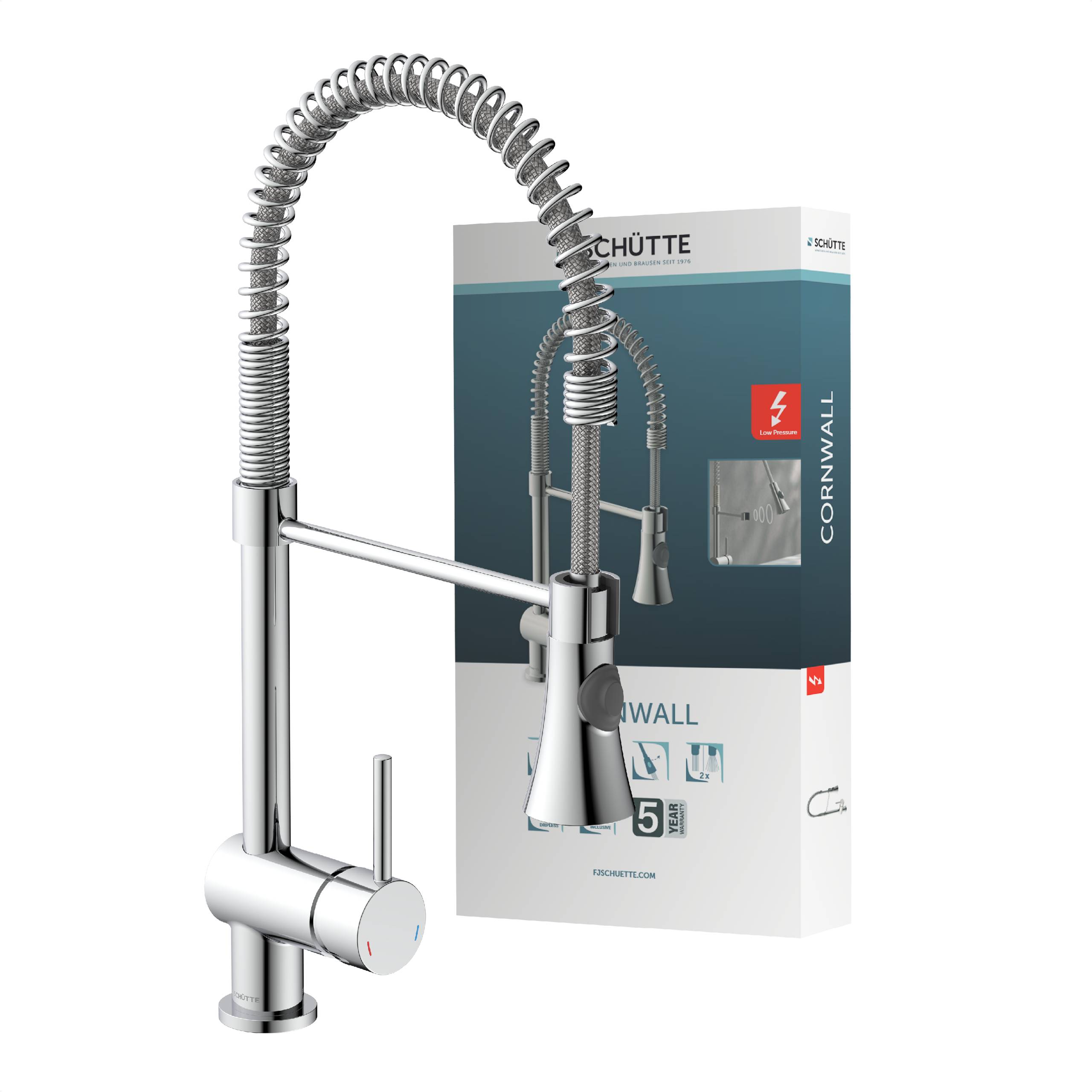 CORNWALL Spiralfeder Spültischarmatur Niederdruck, Chrom