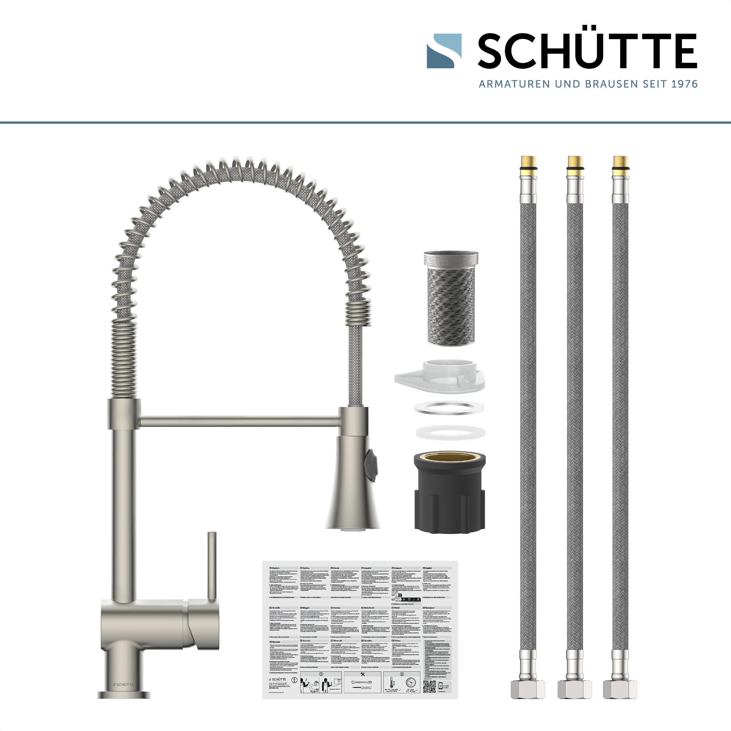 CORNWALL Spiralfeder Spültischarmatur Niederdruck, Edelstahloptik