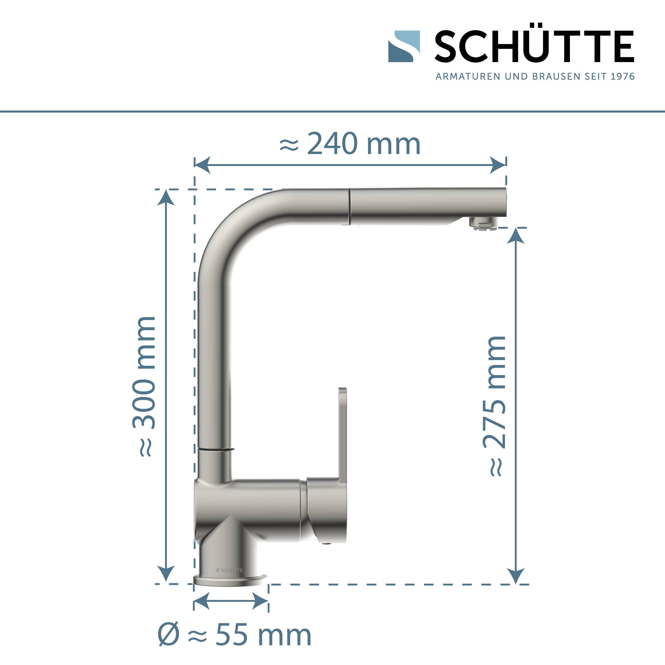 LONDON Spültischarmatur Niederdruck, Edelstahloptik, mit herausziehbarem Auslauf