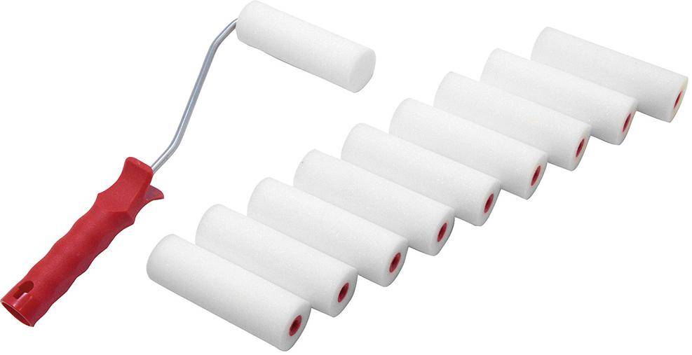 HK-Lackier Set Schaum 11t10Walzen,Bügel 6mm schw. ,krz Schaum 45g weiß ger.foliert Nespoli