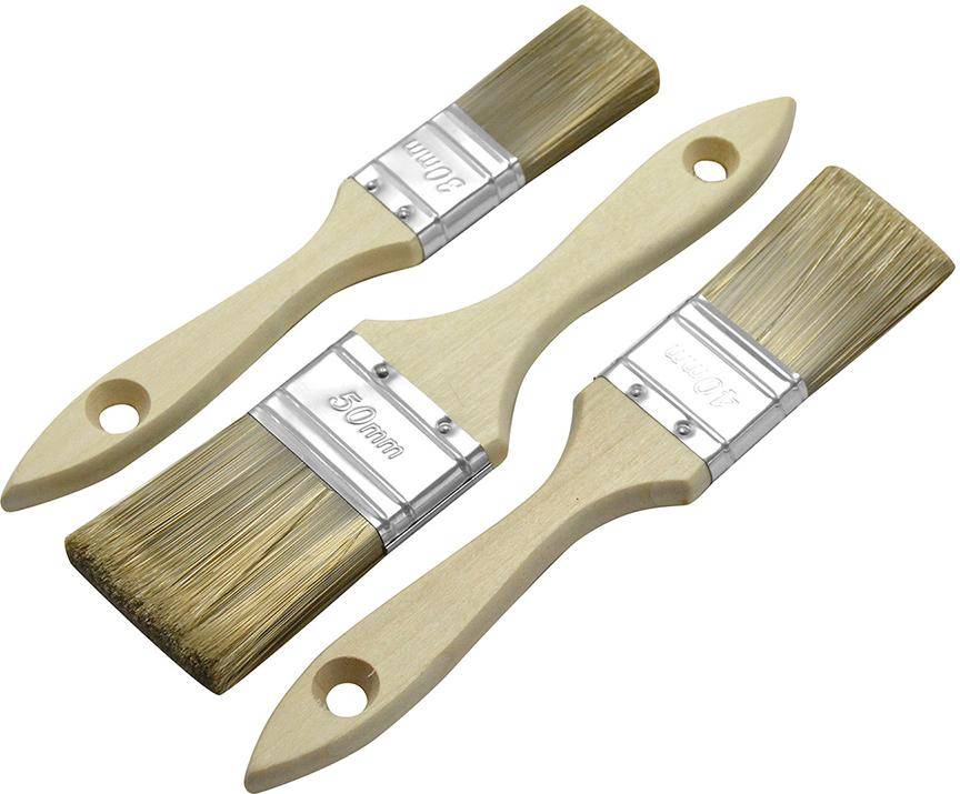 FSCFlachpinsel-Set Lasur je1x 30mm,40mm,50mm,PET braun Beutel/Reiter, BSCIkonform Nespoli