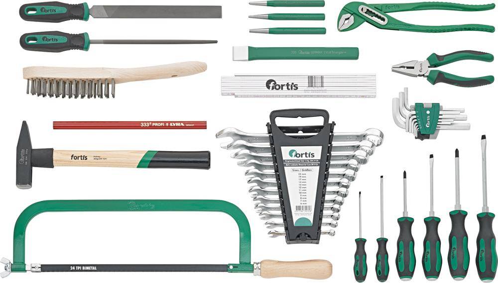 Werkzeugsortiment Metall 41-teilig im Rucksack FORTIS