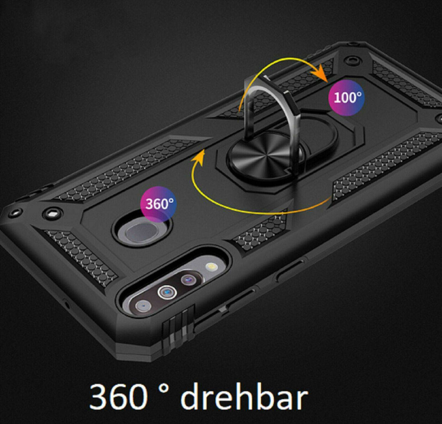 Silikon TPU Slim Case mit 360 Grad Ring Ständer Kickstand Handyhülle Magnetische Autohalterung iPhone 14 Silber
