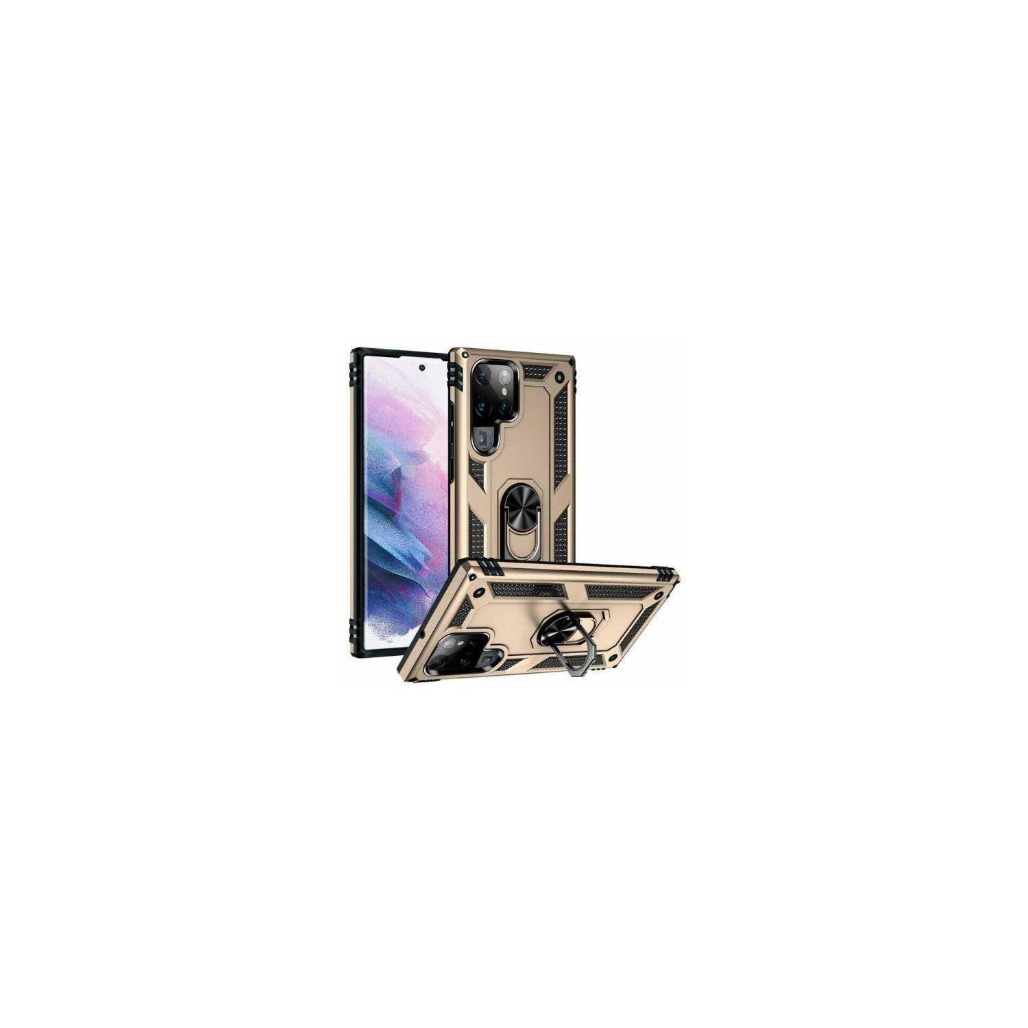 Silikon TPU Slim Case mit 360 Grad Ring Ständer Schutzhülle Kickstand Handyhülle kompatibel mit iPhone 14 Plus Gold