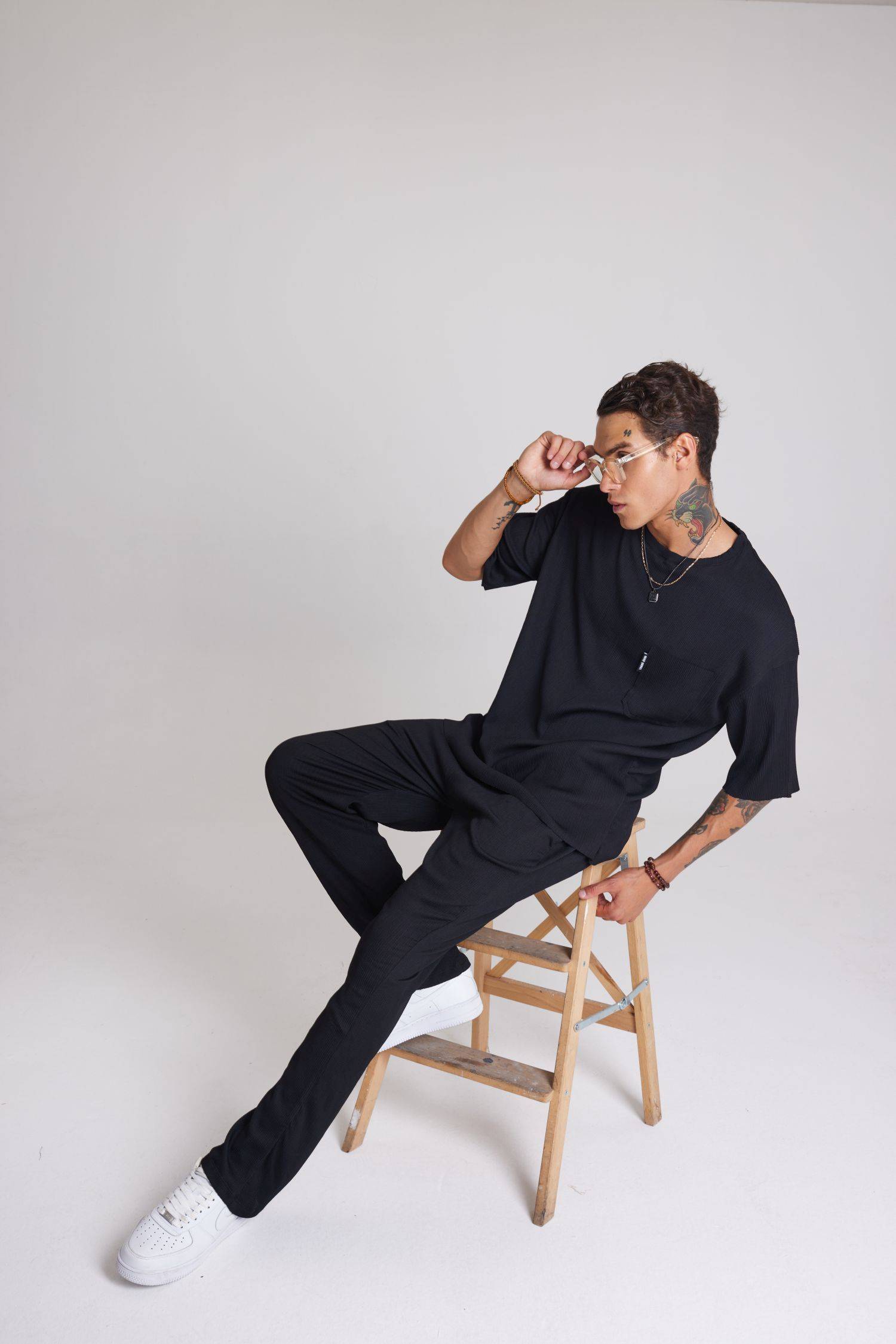 Herren Sportanzug Freizeit Hose T-Shirt Freizeitanzug Oversize M Schwarz