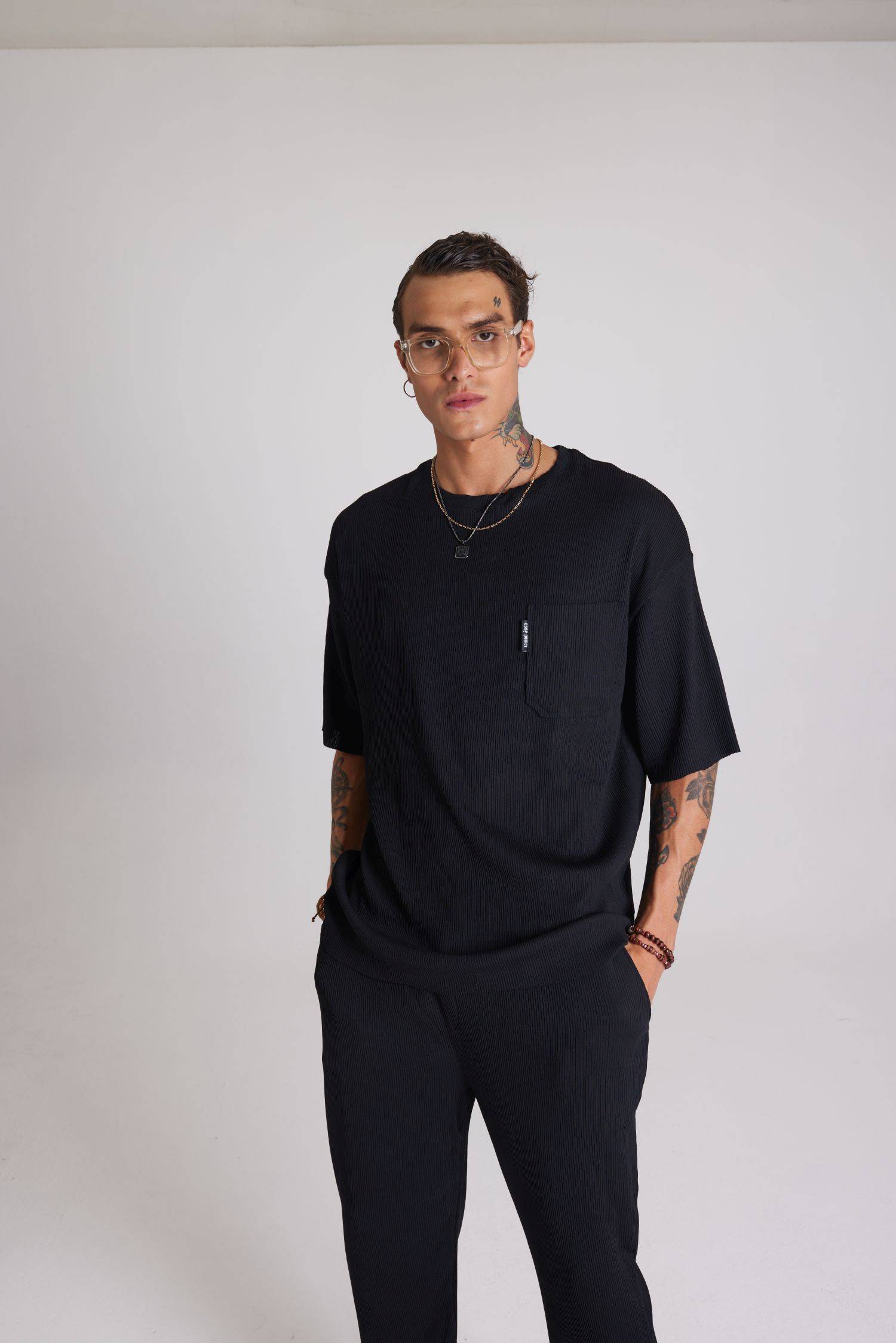 Herren Sportanzug Freizeit Hose T-Shirt Freizeitanzug Oversize M Schwarz