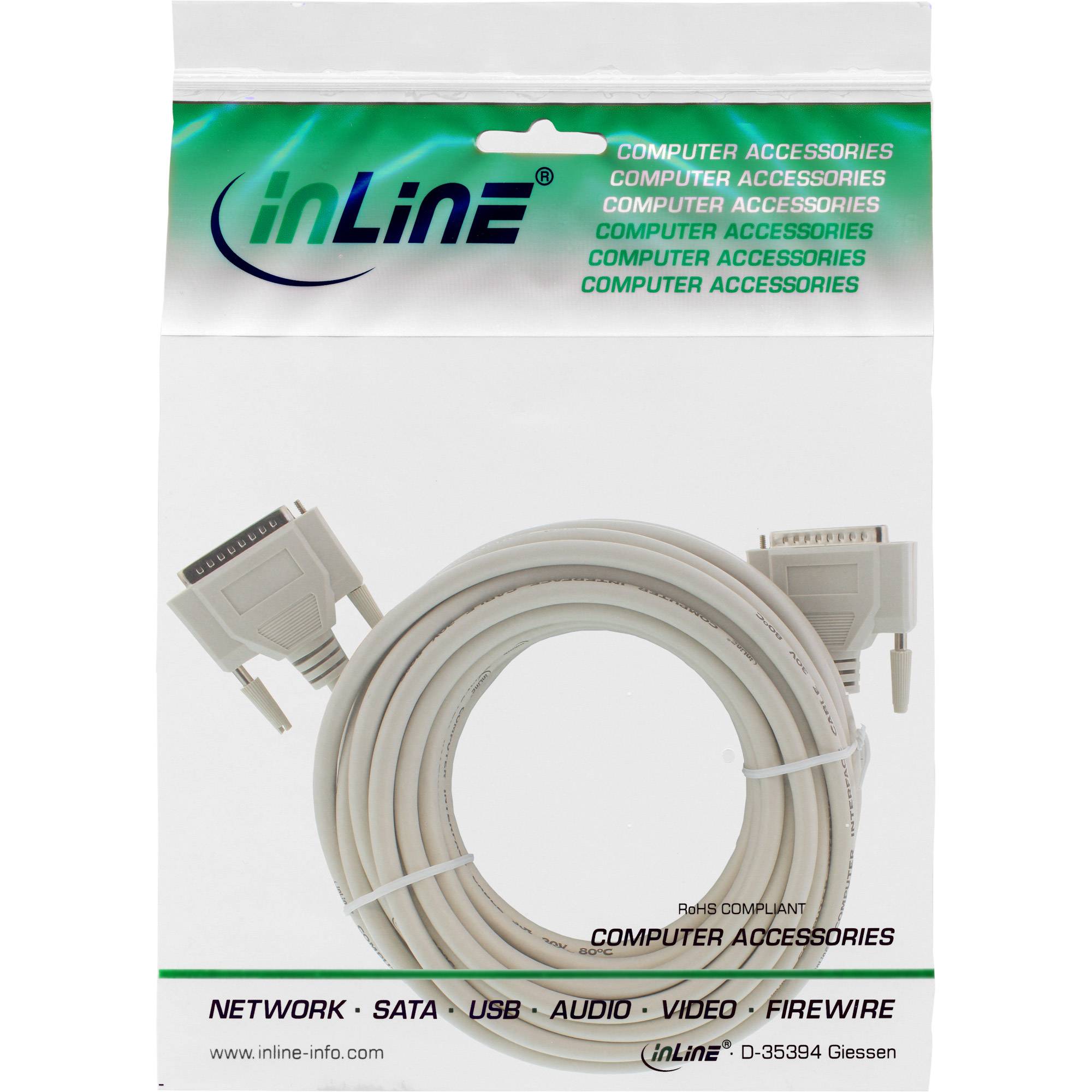INLINE - Serielles Kabel - 25pol Stecker / Stecker - vergossen - 1:1 belegt - 10m