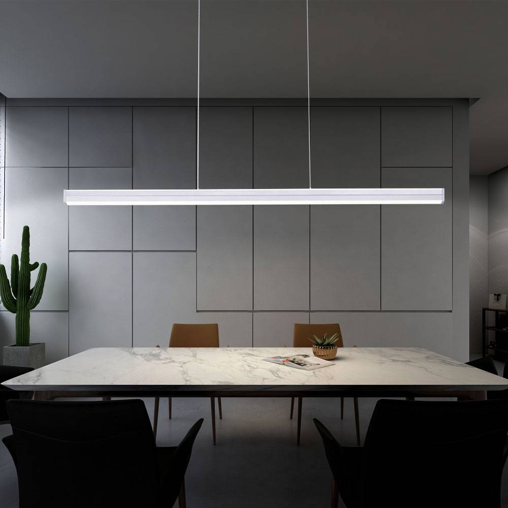 LED Hängeleuchte Esstisch Esszimmerleuchte hängend dimmbar, Höhe verstellbar, CCT, stahlfarben,LED 27W 2400lm 2700-5000K, LxBxH 100x6x120 cm