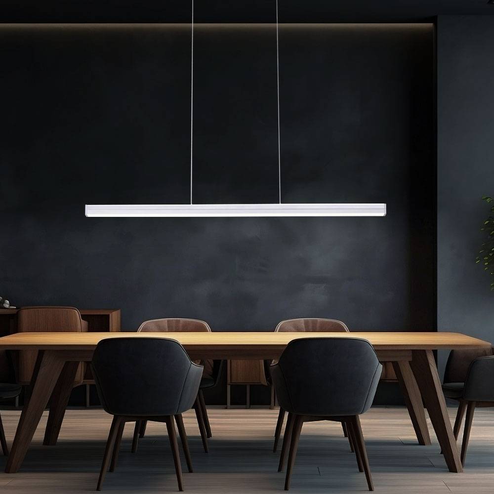 LED Hängeleuchte Esstisch Esszimmerleuchte hängend dimmbar, Höhe verstellbar, CCT, stahlfarben,LED 27W 2400lm 2700-5000K, LxBxH 100x6x120 cm