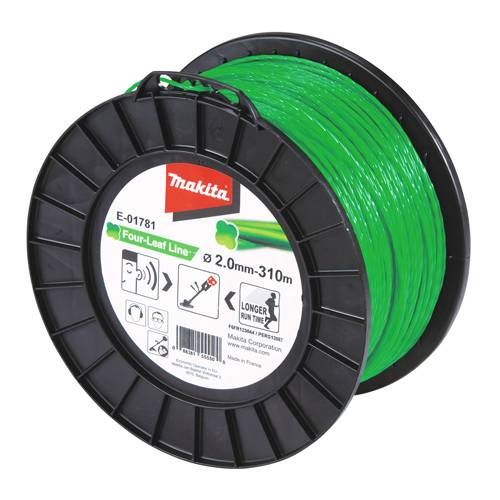 MAKITA E-01781 - Mähfaden Four-Leaf passend für Akku-Freischneider UR002G (Stärke 2 mm | Länge 310 m)