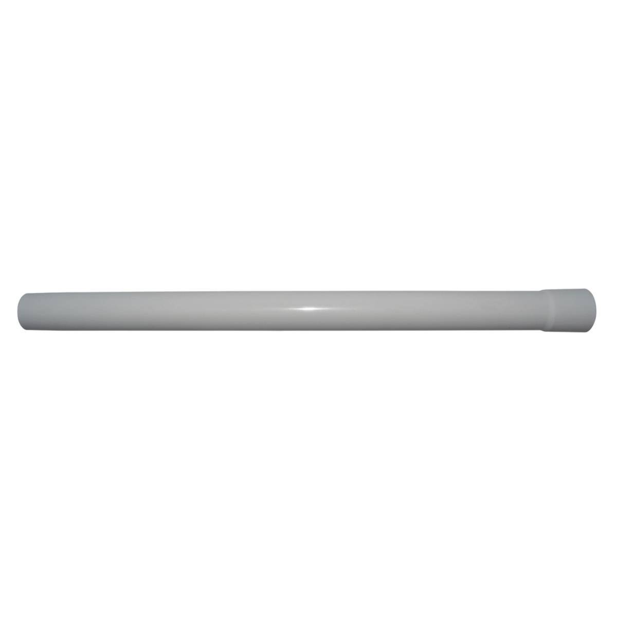 Graues zylindrisches Rohr oder Rohr, horizontal auf weißem Hintergrund dargestellt.
