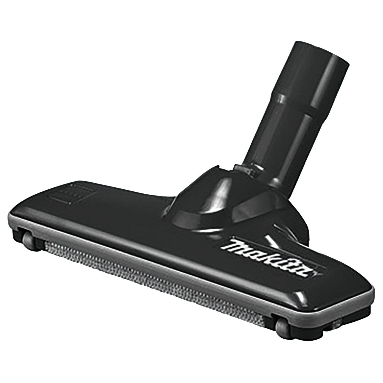 Makita Staubsaugeraufsatz mit Rädern, entwickelt für effiziente Bodenreinigung. Seine schwarze Farbe und schlankes Design deuten auf Langlebigkeit und einfache Handhabung hin.