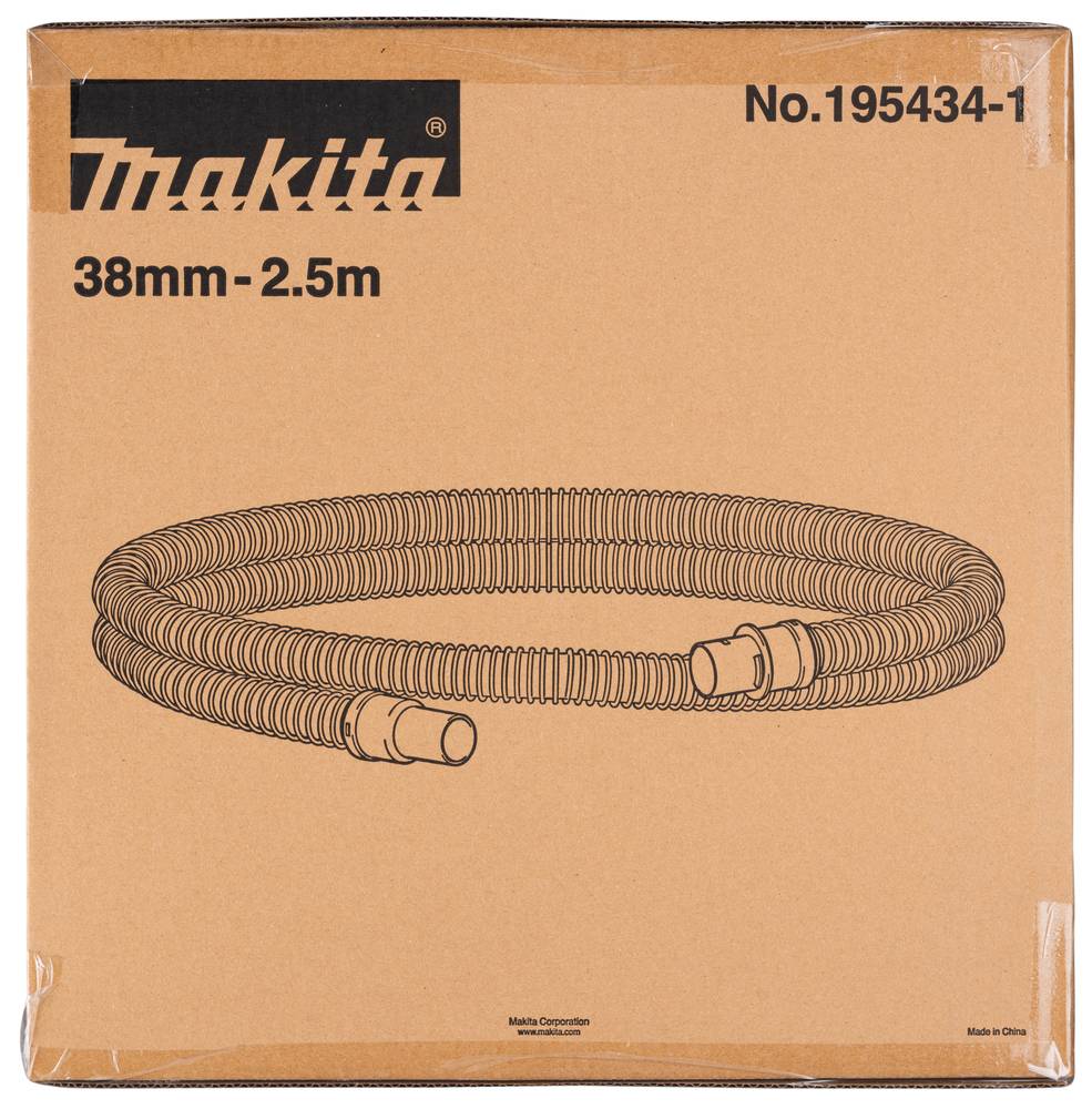 Makita Produktkarton für einen 38 mm x 2,5 m Schlauch, mit der Bezeichnung „No.195434-1