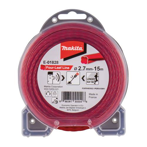 MAKITA E-01828 - Mähfaden Four-Leaf passend für Akku-Freischneider (Stärke 2,7 mm | Länge 15 m)
