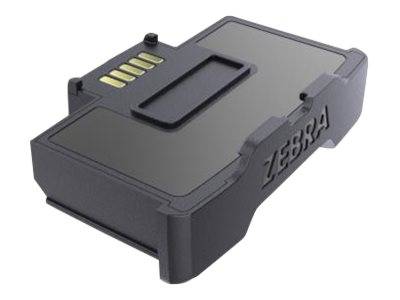 Schwarze elektronische Batteriepatrone mit goldenen Kontaktstiften, isoliert auf weißem Hintergrund dargestellt.