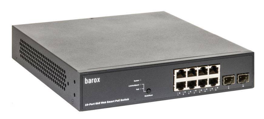 Barox barox RY-GSP17-10, Managed PoE-Switch, 17 Ports, 10x PoE+, 370W Gesamtleistung, Gigabit-Ethernet, erweiterte Netz