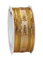C.E. PATTBERG - Pattberg Metallic Lace, Gold, Weihnachtsmuster, Polyester, Glanz, 20 m, 40 mm