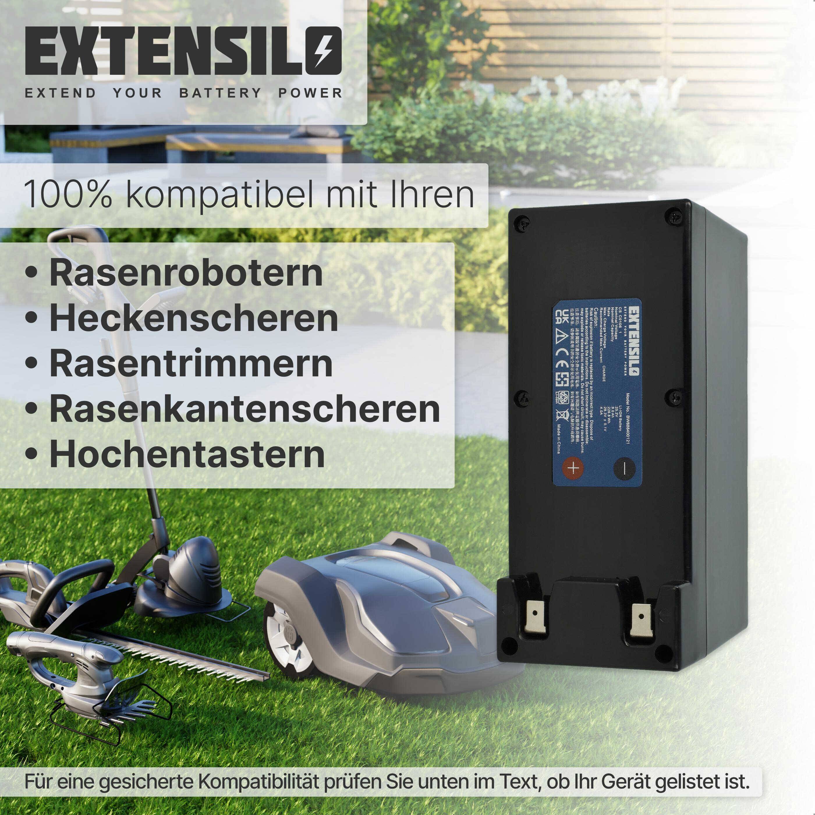 EXTENSILO Akku Ersatz für Stiga 1126-9105-01, 1126-9138-01, 1126-9174-01 für Rasenmäher (9000mAh, 25,2V, Li-Ion)