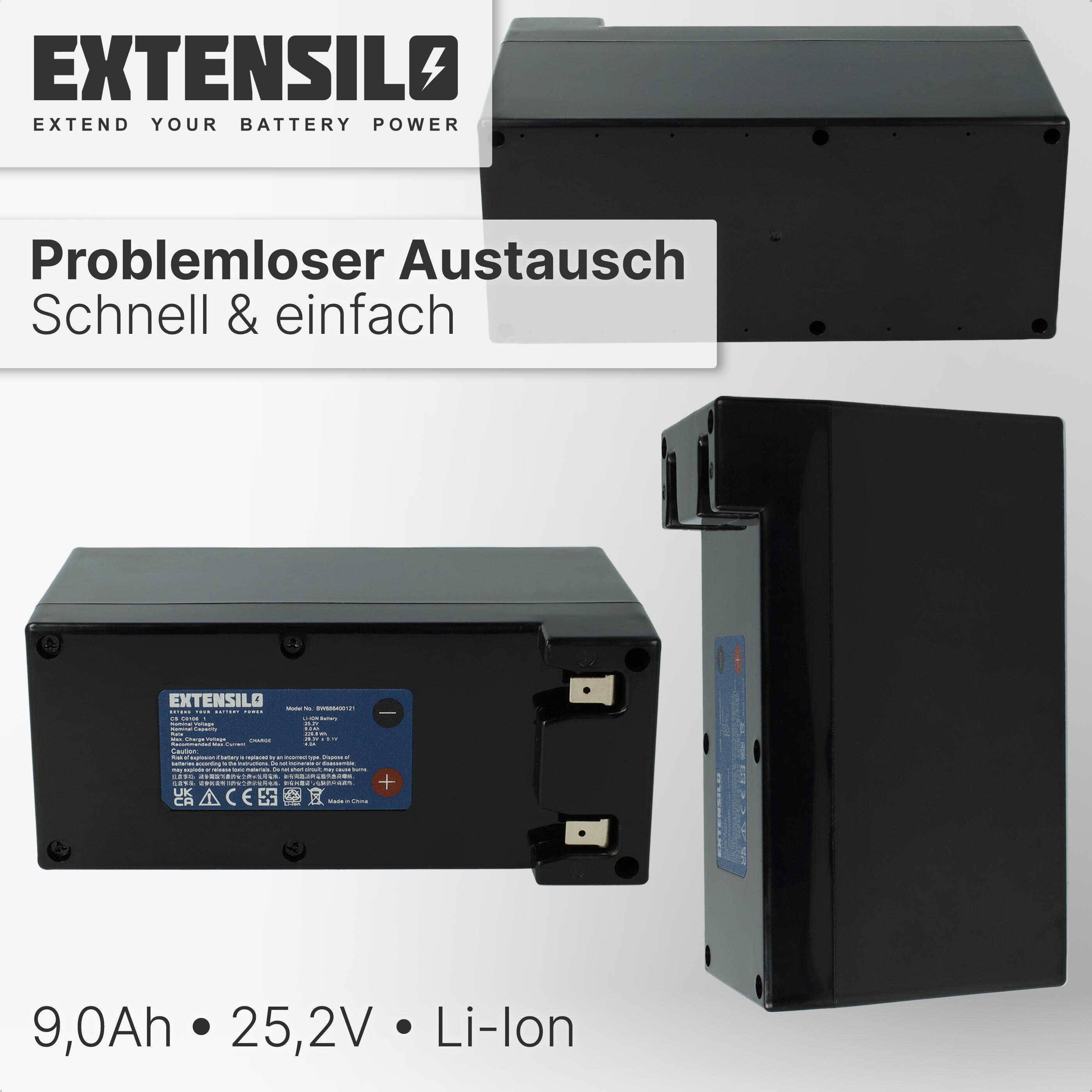 EXTENSILO Akku kompatibel mit Ambrogio L200 Deluxe 2B, L200 Carbone, L200 Basic, L200 Deluxe 1B, L200 Deluxe Rasenmäher (9000mAh, 25,2V, Li-Ion)