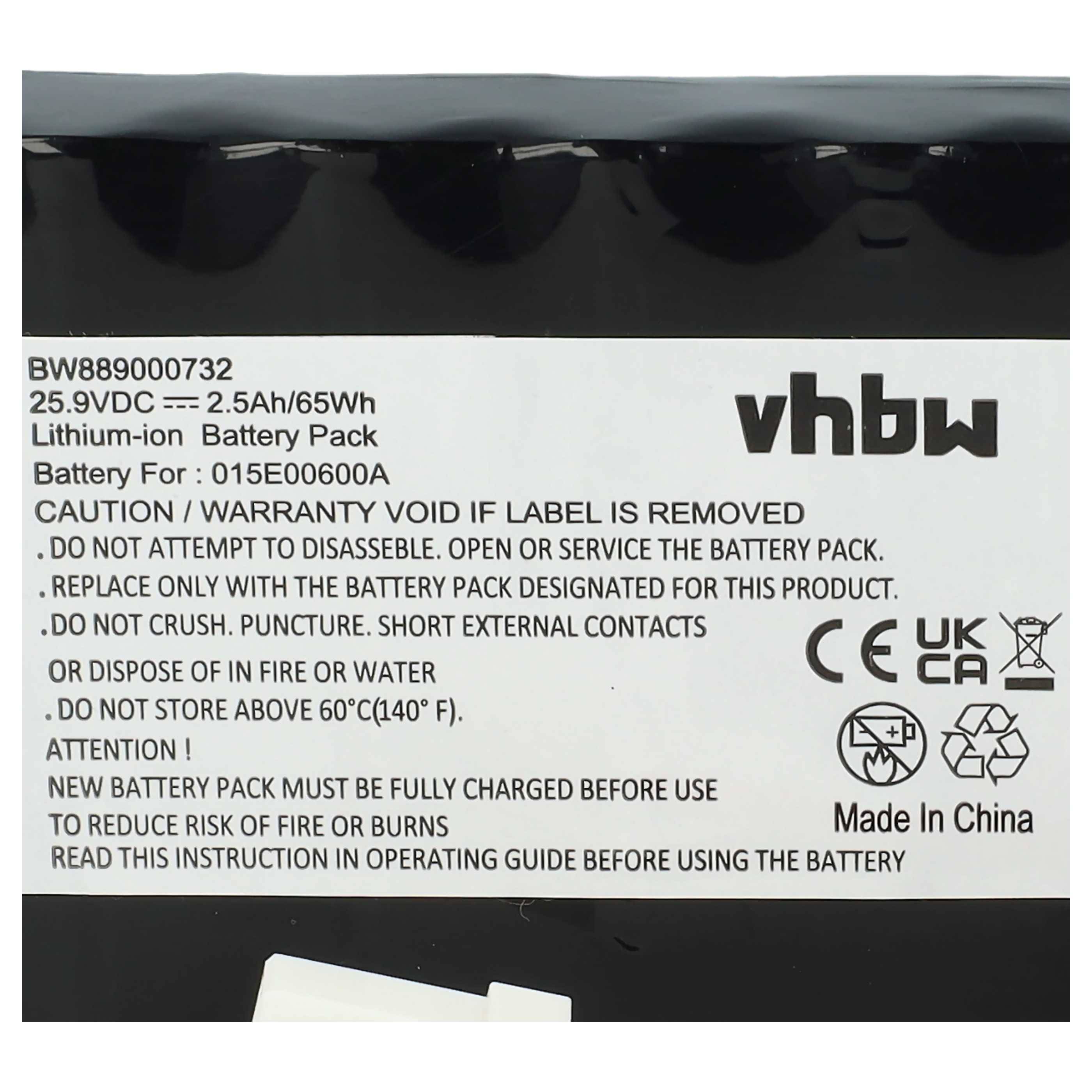 vhbw Akku kompatibel mit Ambrogio L20, L15 Rasenmäher (2500mAh, 25,9V, Li-Ion)