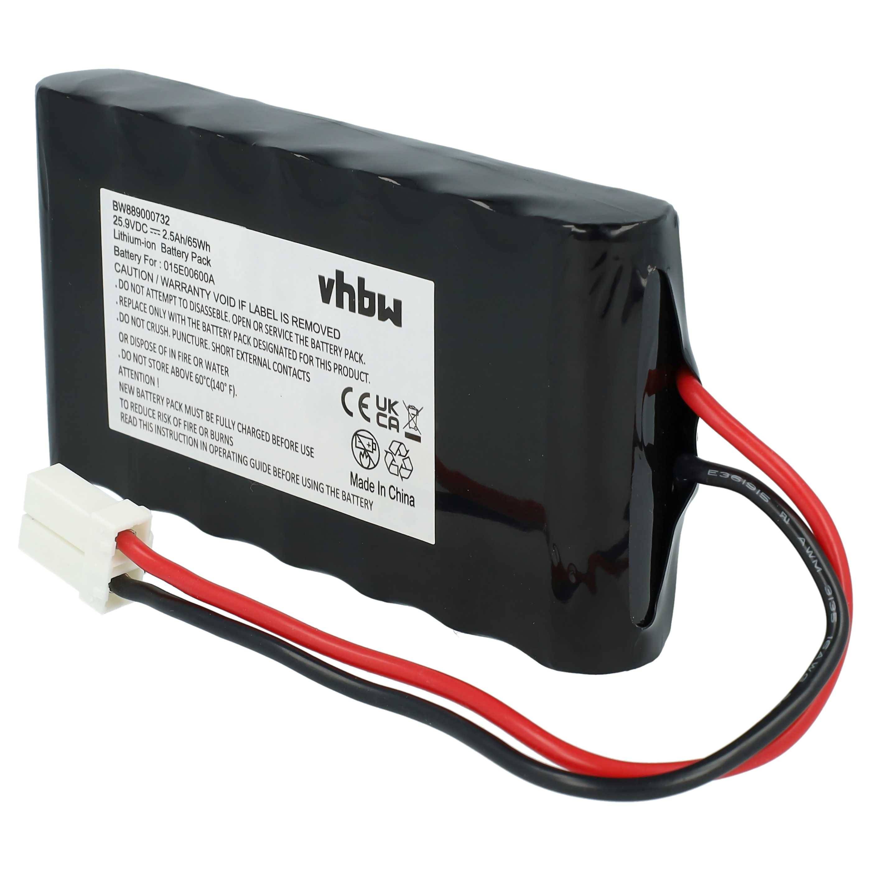 vhbw Akku kompatibel mit Wiper i100S, i130s, i70 Rasenmäher (2500mAh, 25,9V, Li-Ion)