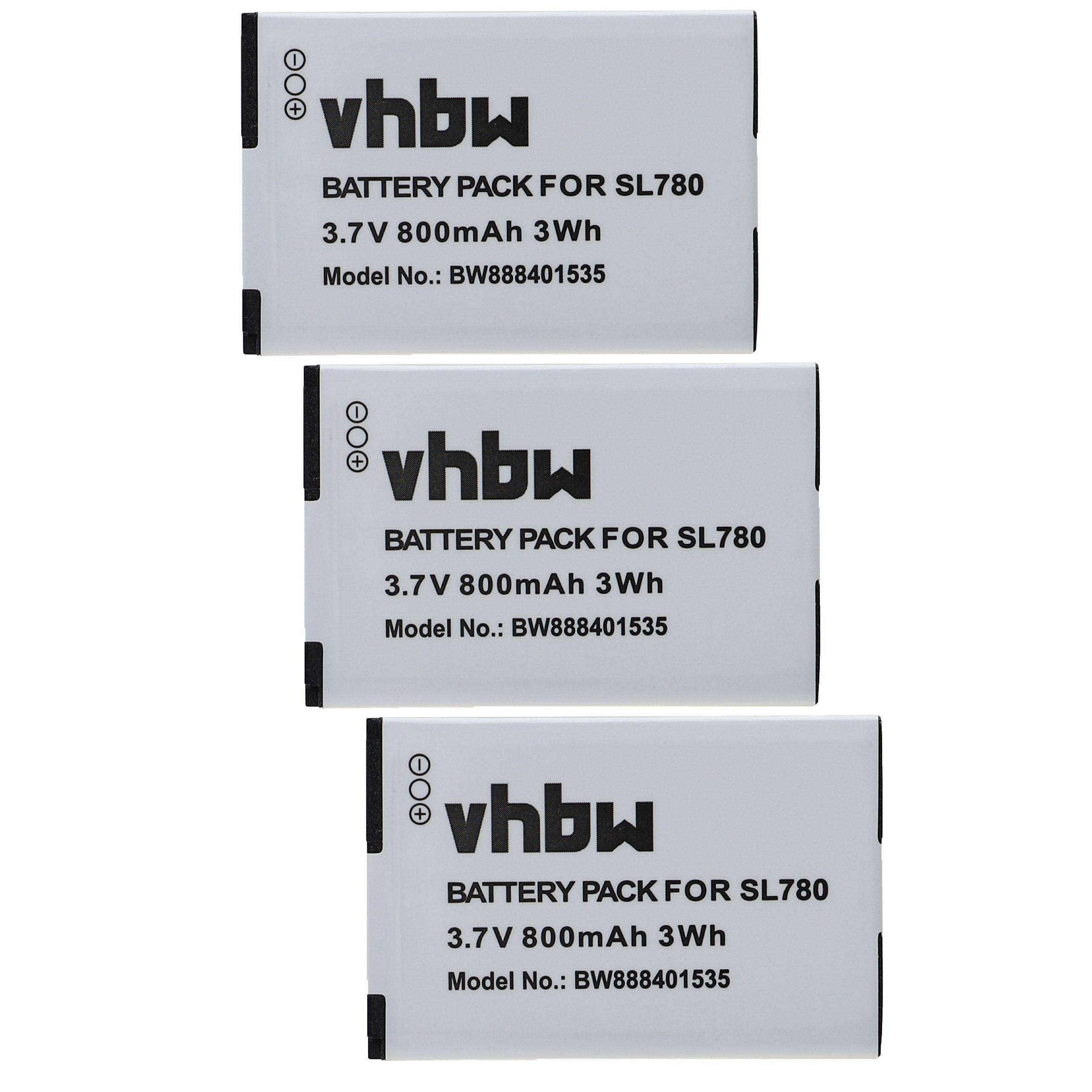vhbw 3x Akku kompatibel mit Auerswald COMfortel M-520, M-720, M-710 schnurlos Festnetz Telefon (800 mAh, 3,7 V, Li-Ion)
