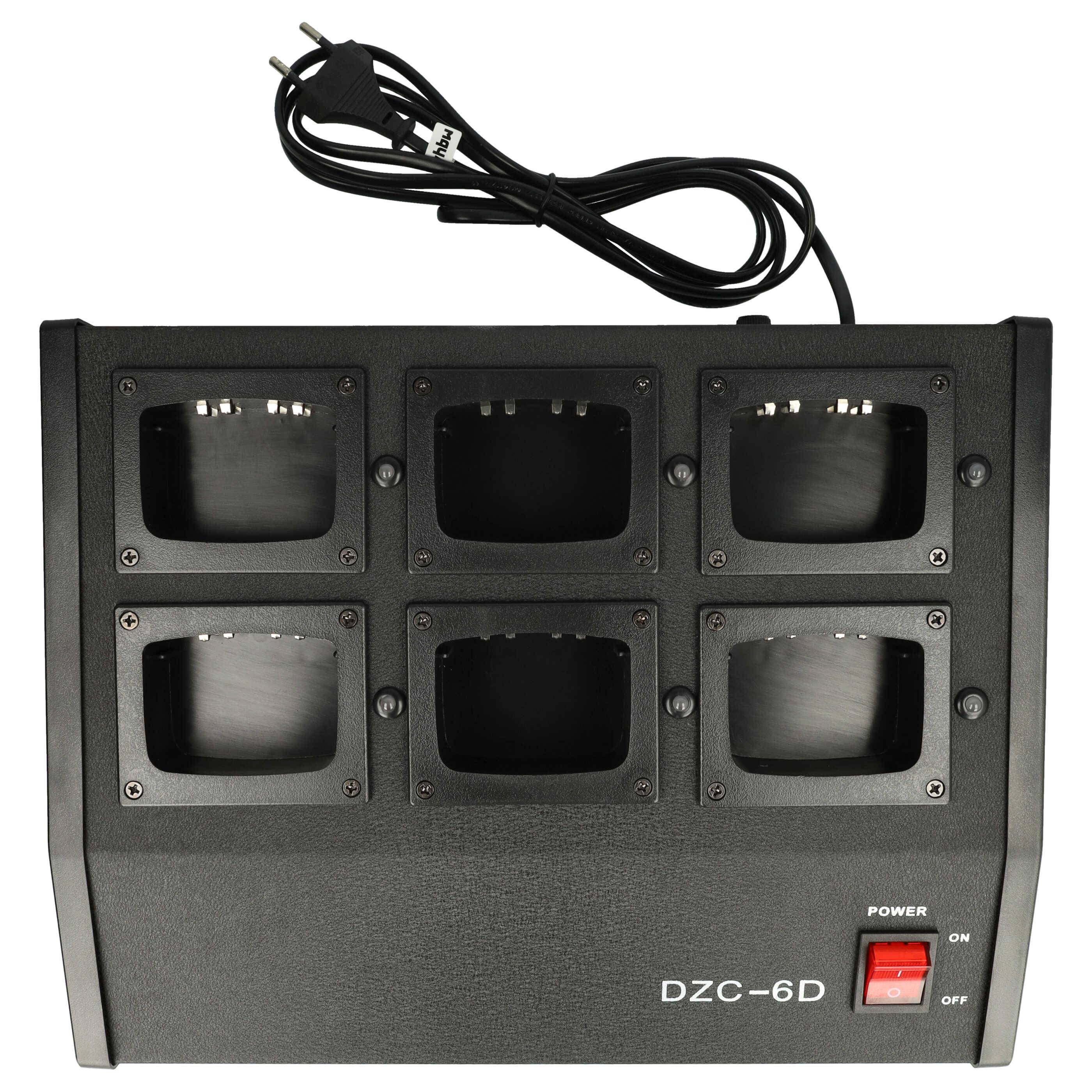 vhbw 6-fach Ladegerät kompatibel mit Motorola HT1550, HT750, MTX8250, HT1550.XLS Funkgerät-Akkus - Ladestation, 9,6 V, 0,5 - 0,9 A