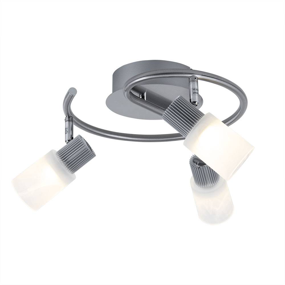 LED Deckenleuchte schwenkbar Spotrondell Glas Alabaster Deckenleuchte Wohnzimmerleuchte, chrom nickel-matt, 3x 5W 300Lm warmweiß, DxH 28x14,5 cm