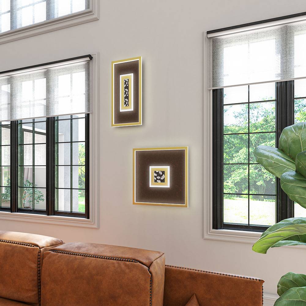 LED Deckenleuchte flach Deckenpanel Wohnzimmer rostfarben Deckenlampe dimmbar Landhaus, Metall, 56,5W 4000Lm warmweiß, LxBxH 50x50x6 cm