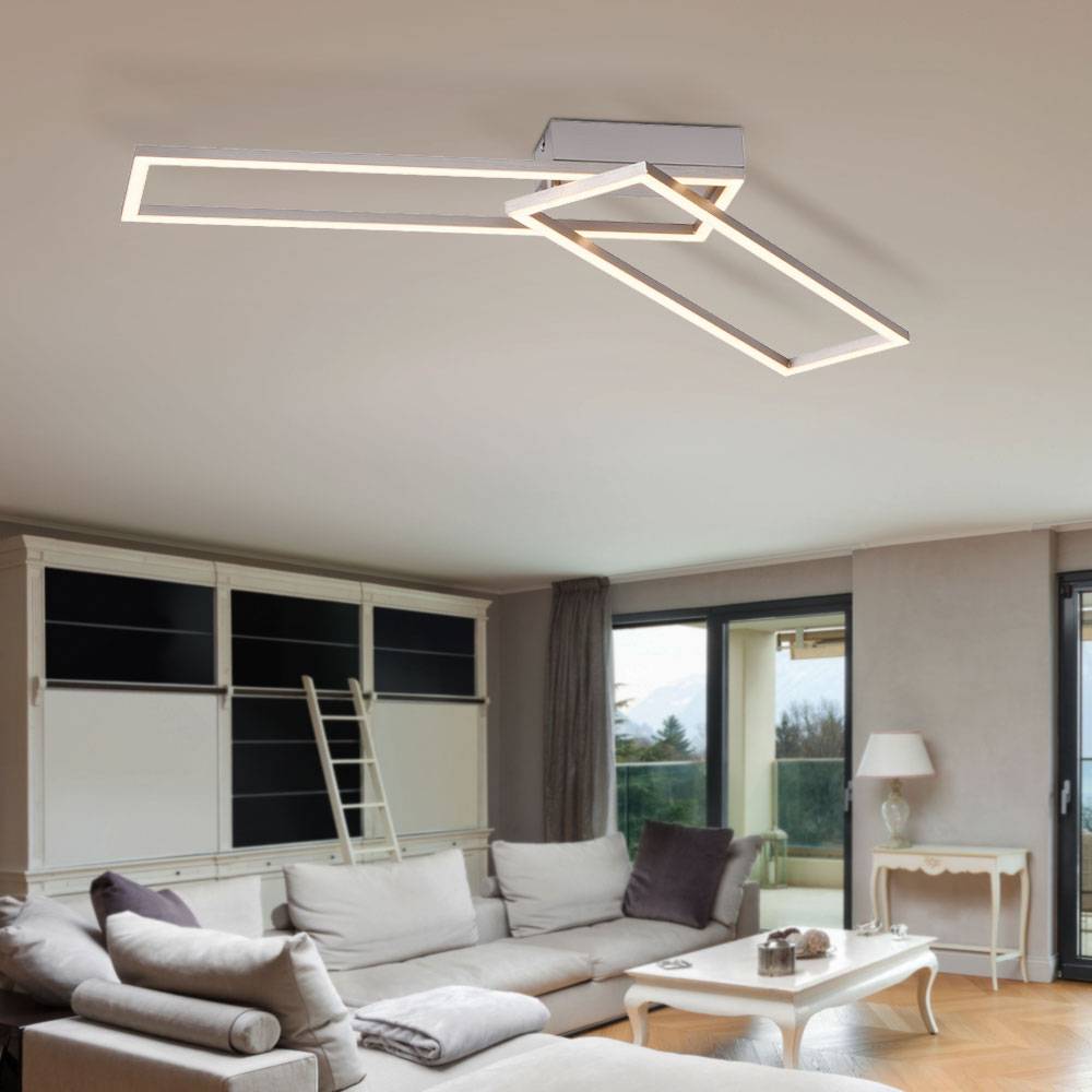Deckenlampe Wohnzimmerleuchte Designlampe LED Deckenleuchte, dimmbar 3 Stufen, bewegliche Elemente, silber, 2x 15,1W 1900lm 3000K, LxBxH 92,4x22x7cm