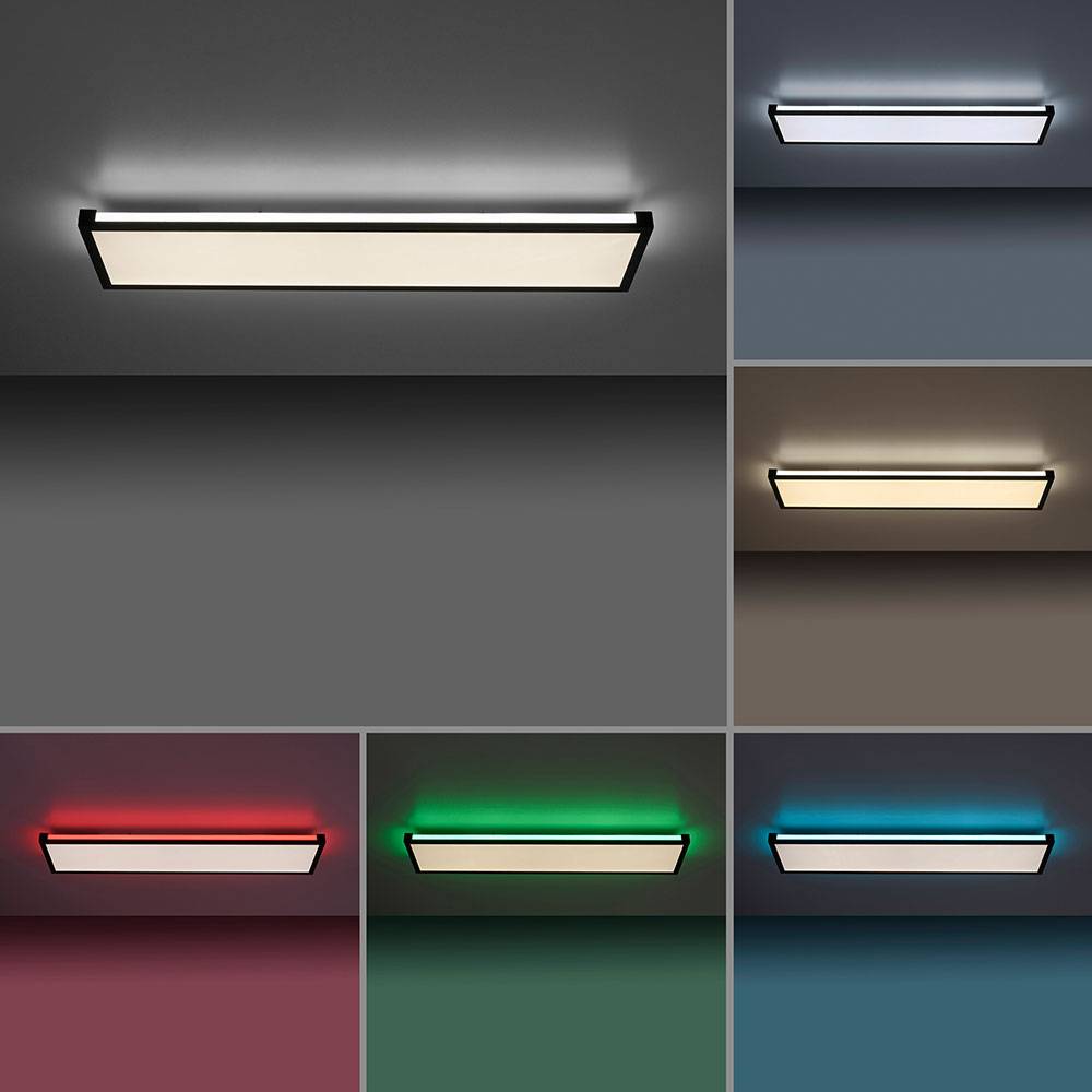 Panel Deckenleuchte Schlafzimmer Backlight Deckenlampe RGB LED Panel CCT Fernbedienung, Metall Kunststoff schwarz, 1x LED 29W 1150L