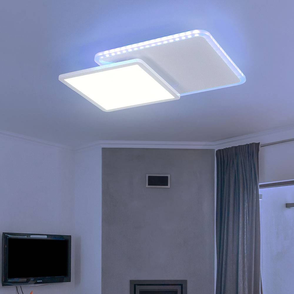 LED Deckenleuchte Farbwechsel rechteckig Deckenlampe dimmbar mit Fernbedienung RGB Deckenlampe, CCT, Backlight, schwenkbar, 22W 1200Lm, LxBxH