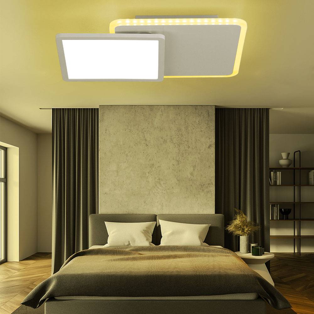 LED Deckenleuchte Farbwechsel rechteckig Deckenlampe dimmbar mit Fernbedienung RGB Deckenlampe, CCT, Backlight, schwenkbar, 22W 1200Lm, LxBxH