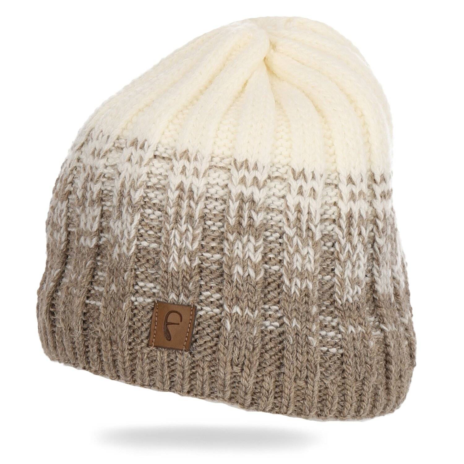 Wintermütze weicher Warmer Beanie Mütze Strickmütze Herren Damen Unisex Weiß-Braun