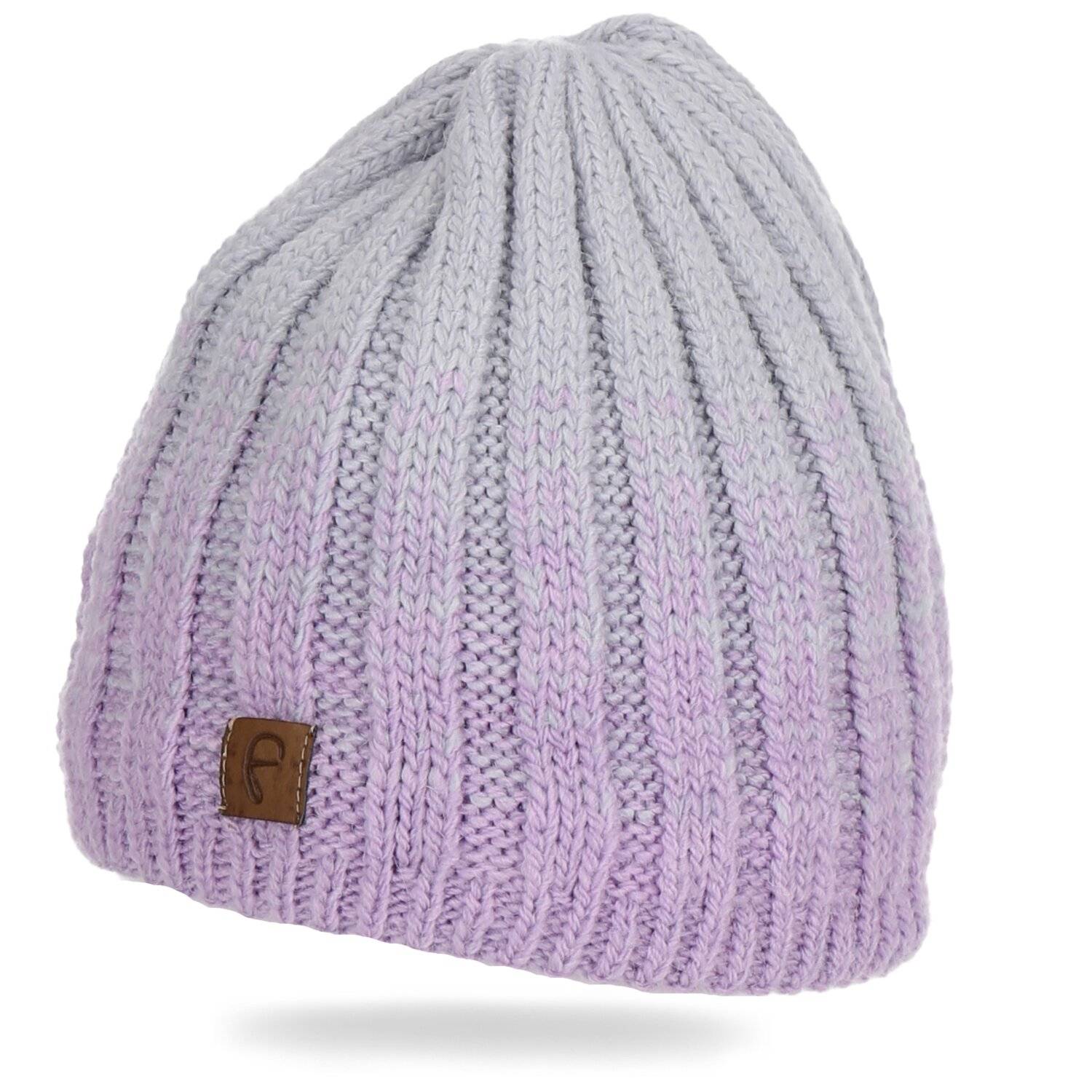 Wintermütze weicher Warmer Beanie Mütze Strickmütze Herren Damen Unisex Grau-Lila
