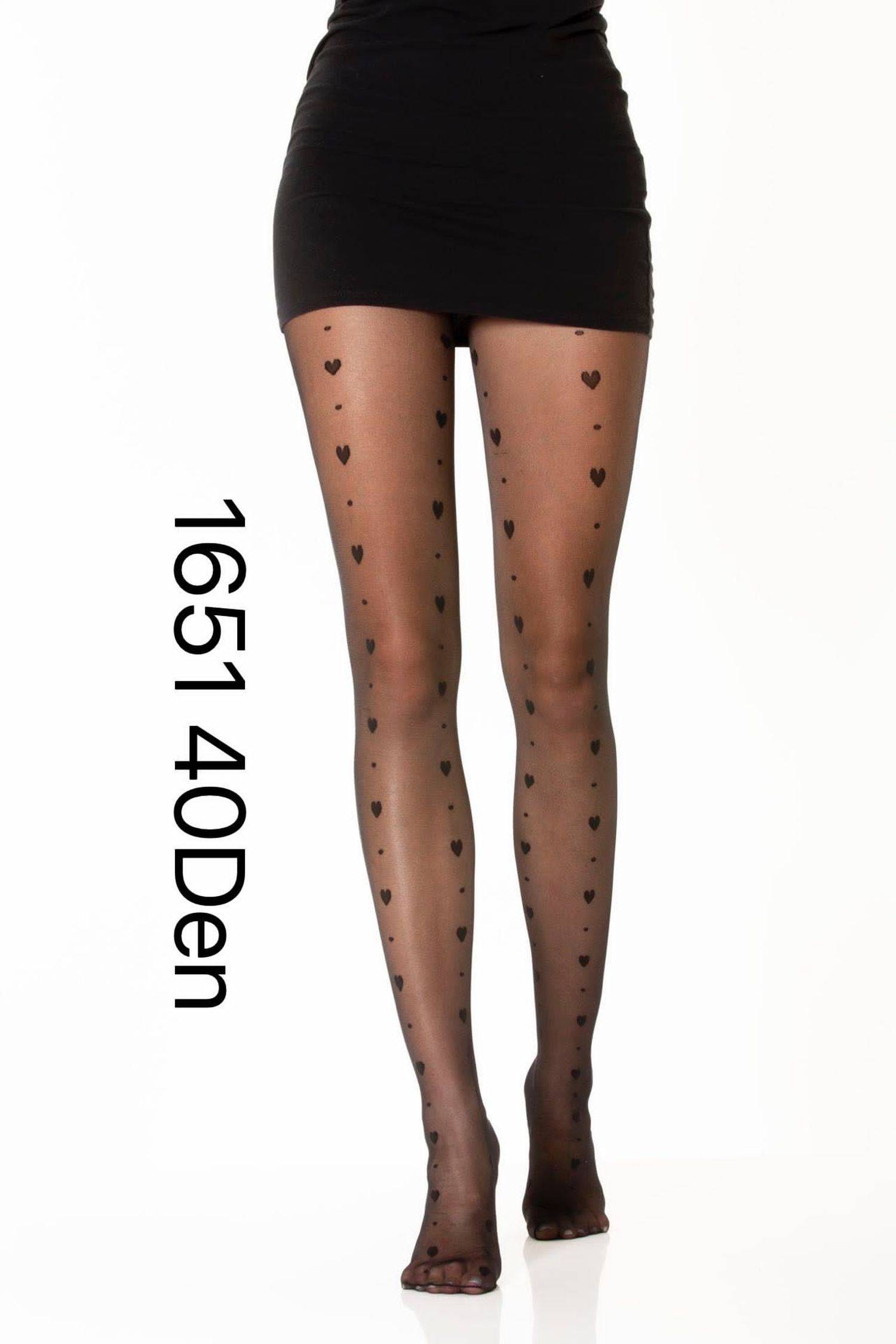 Damen Strumpfhose Schrift Strumpfhose Muster Optik 40 DEN für Frauen Collant Moda S/M