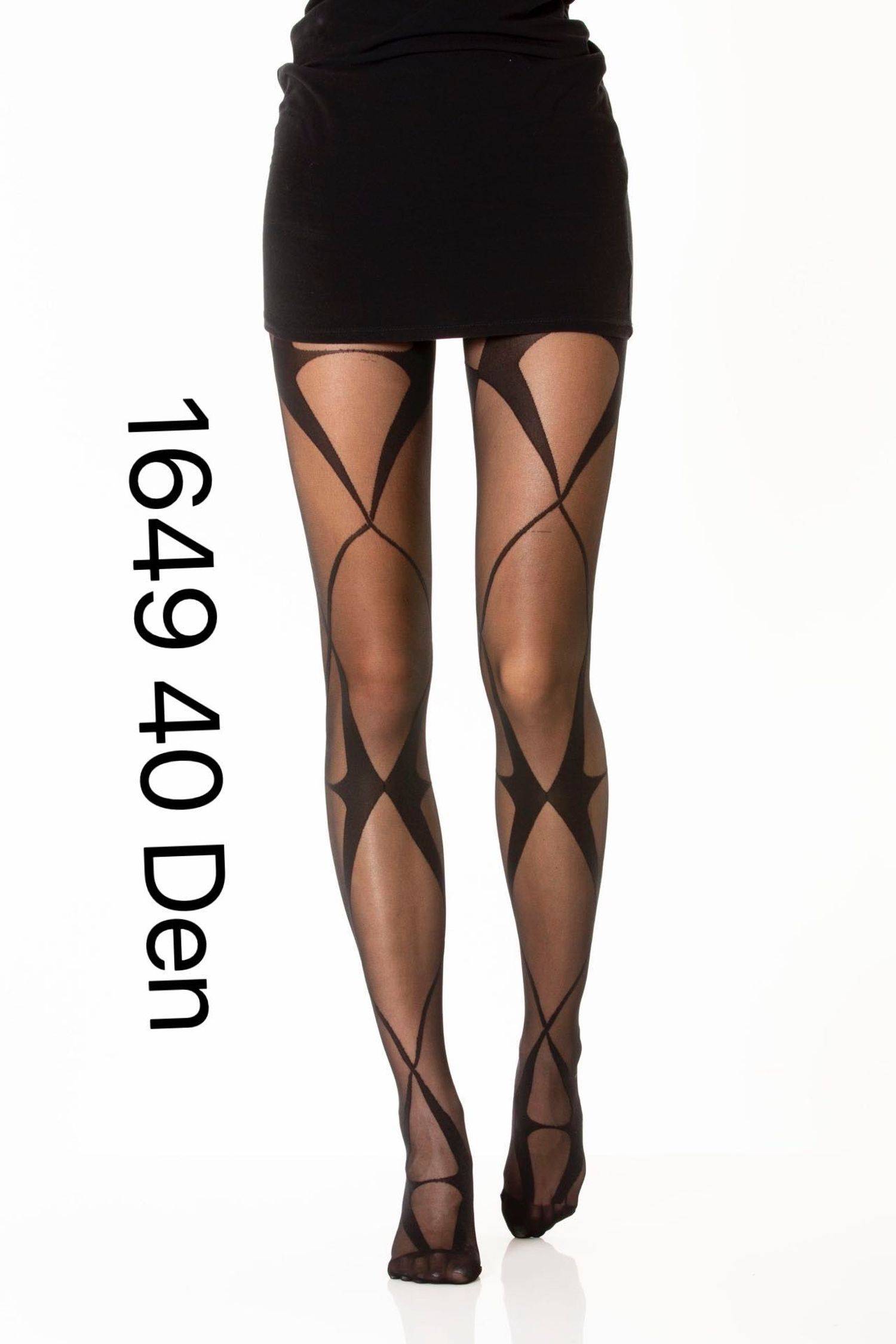 Damen Strumpfhose Schrift Strumpfhose Muster Optik 40 DEN für Frauen Collant Moda S/M