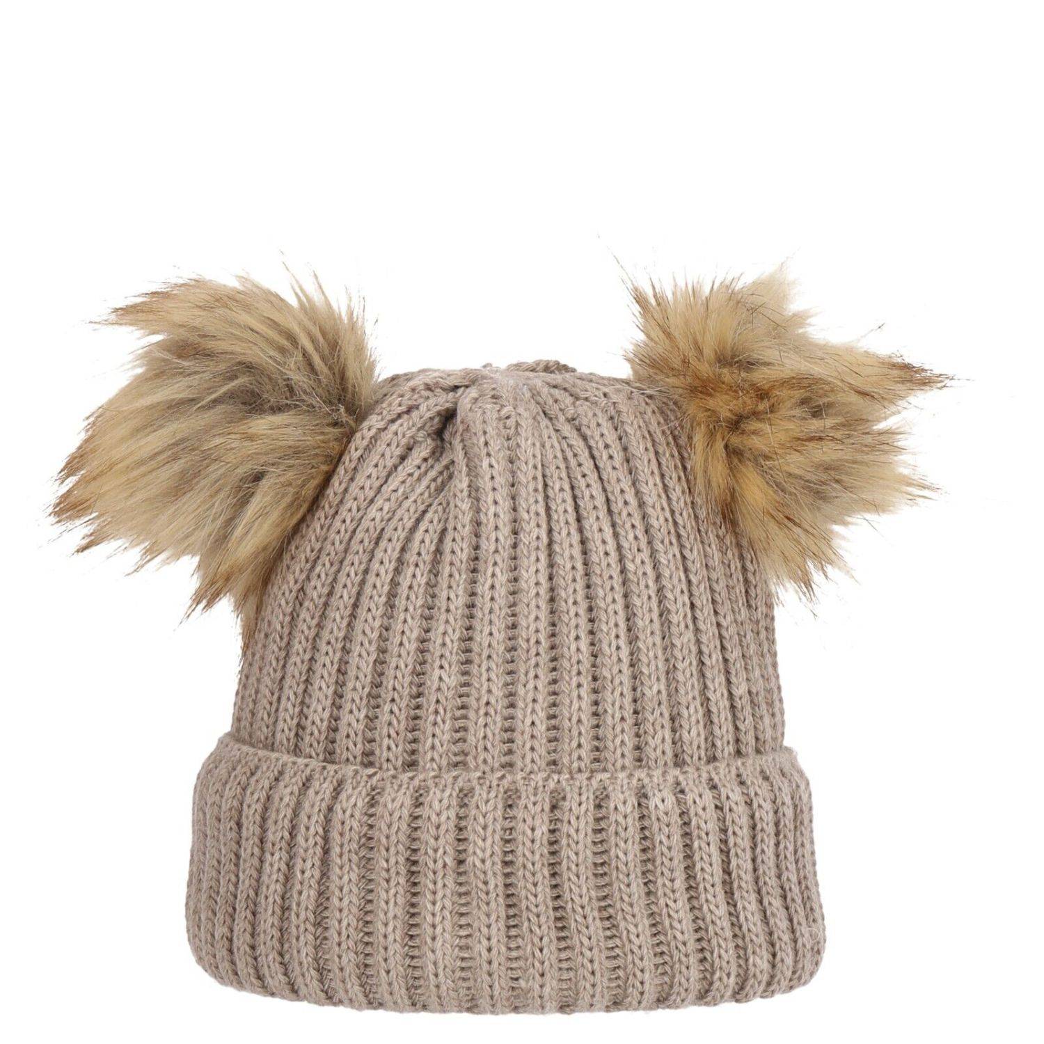 Wintermütze weicher Warmer Bommelmütze Strickmütze Herren Damen Unisex Beige