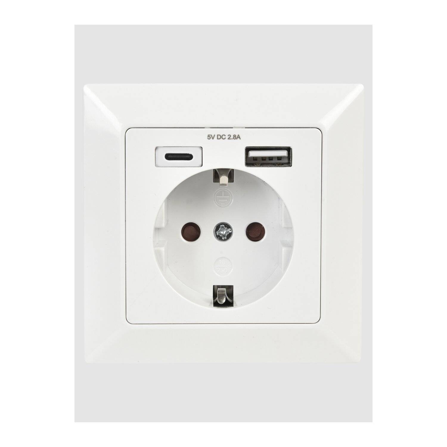 Schutzkontaktsteckdose mit USB-Ladebuchse Typ A und C (UP)