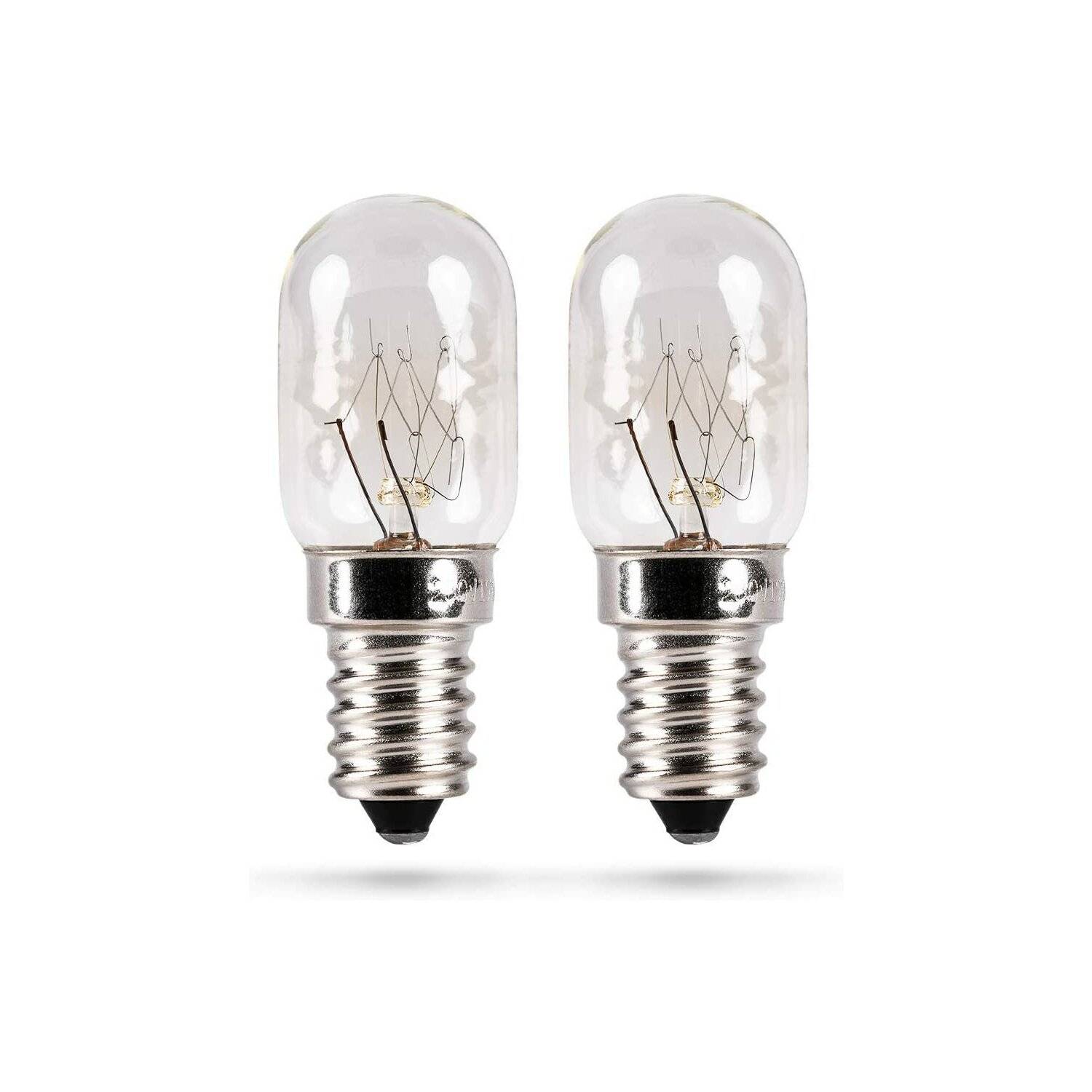 2er Pack 15W E14 - Glühbirne für Nähmaschine, Dunstabzugshaube, Vitrine, Salzsteinlampe mit T22 Kapsel, 90 Lumen & 2500K