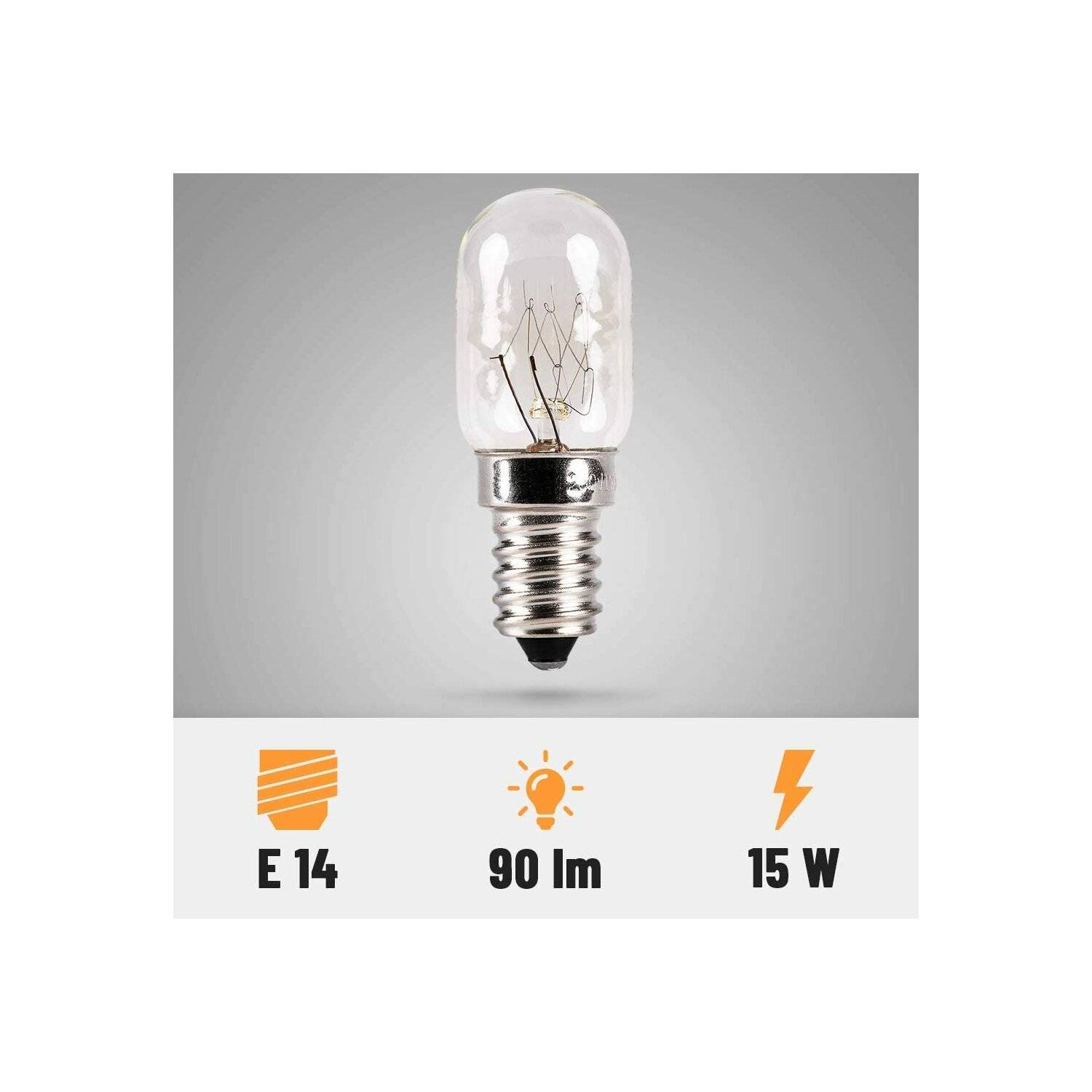 4er Pack 15W E14 - Glühbirne für Nähmaschine, Dunstabzugshaube, Vitrine, Salzsteinlampe mit T22 Kapsel, 90 Lumen & 2500K